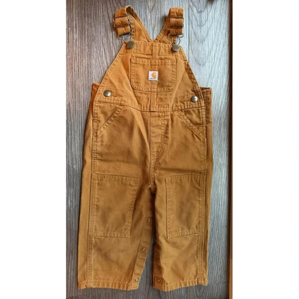 Carhartt Kids Canvas‎ Bib Overalls Hamilton Brown  Cotton Size 18M